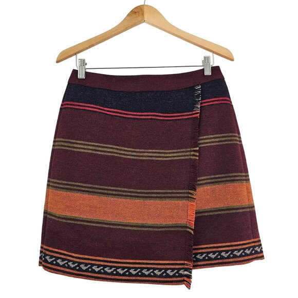 LOFT Dresses & Skirts - LOFT Womens Sz 4 Southwestern Asymmetrical Faux Wrap Wool Blend Skirt Rodeo EUC